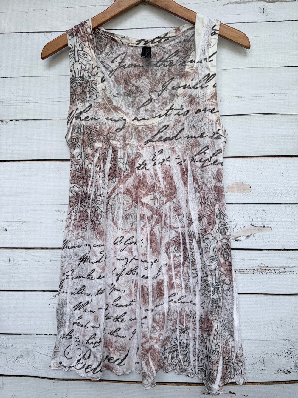 Beloved by NOTW Song of Solomon Script Boho Tank Dress Tunic - Small